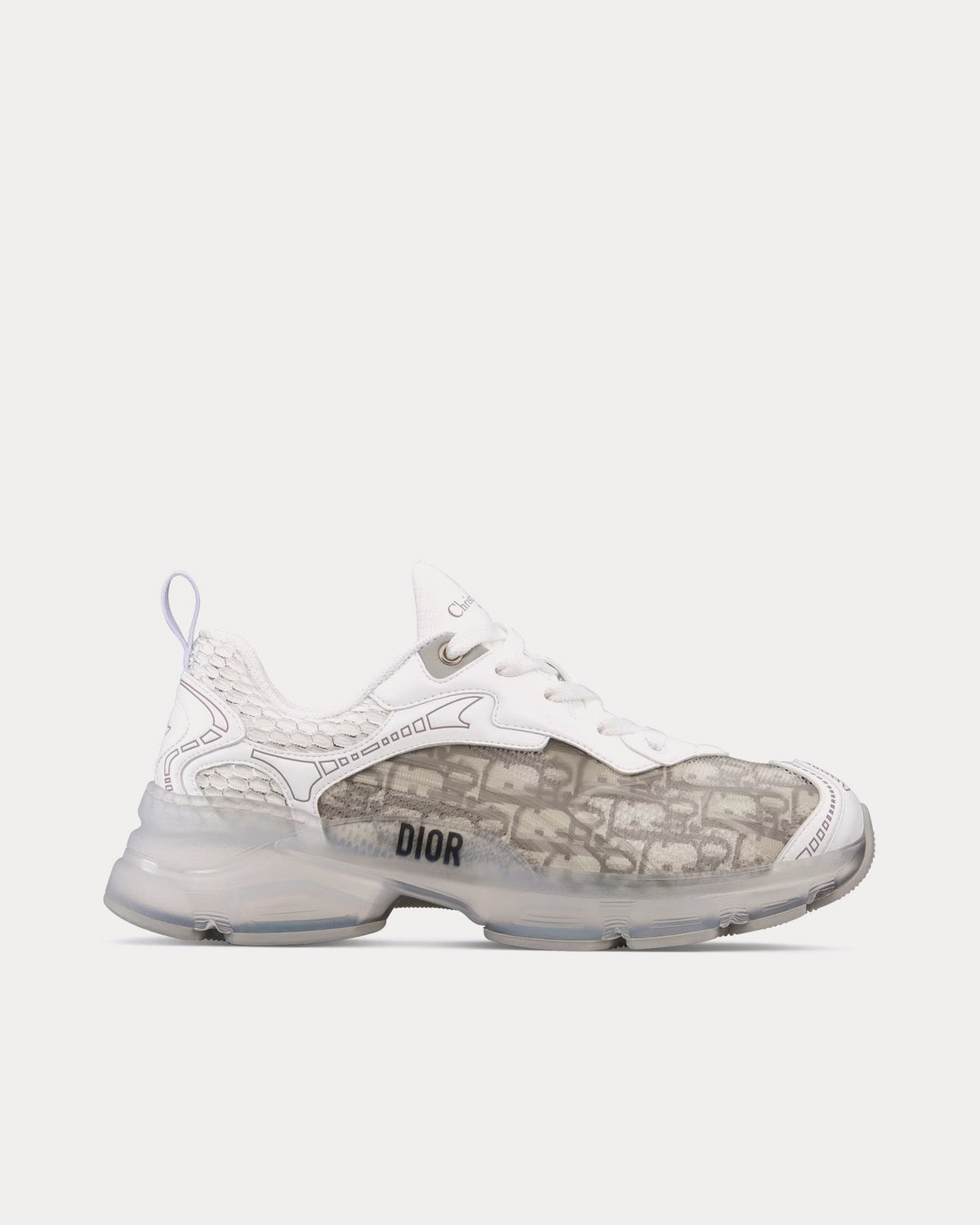 Dior Vibe Gray Dior Oblique Technical Fabric and Transparent Rubber Low Top Sneakers