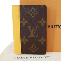 LOUIS VUITTON Pocket Organizer Monogram Macassar Canvas Wallet Safran Yellow