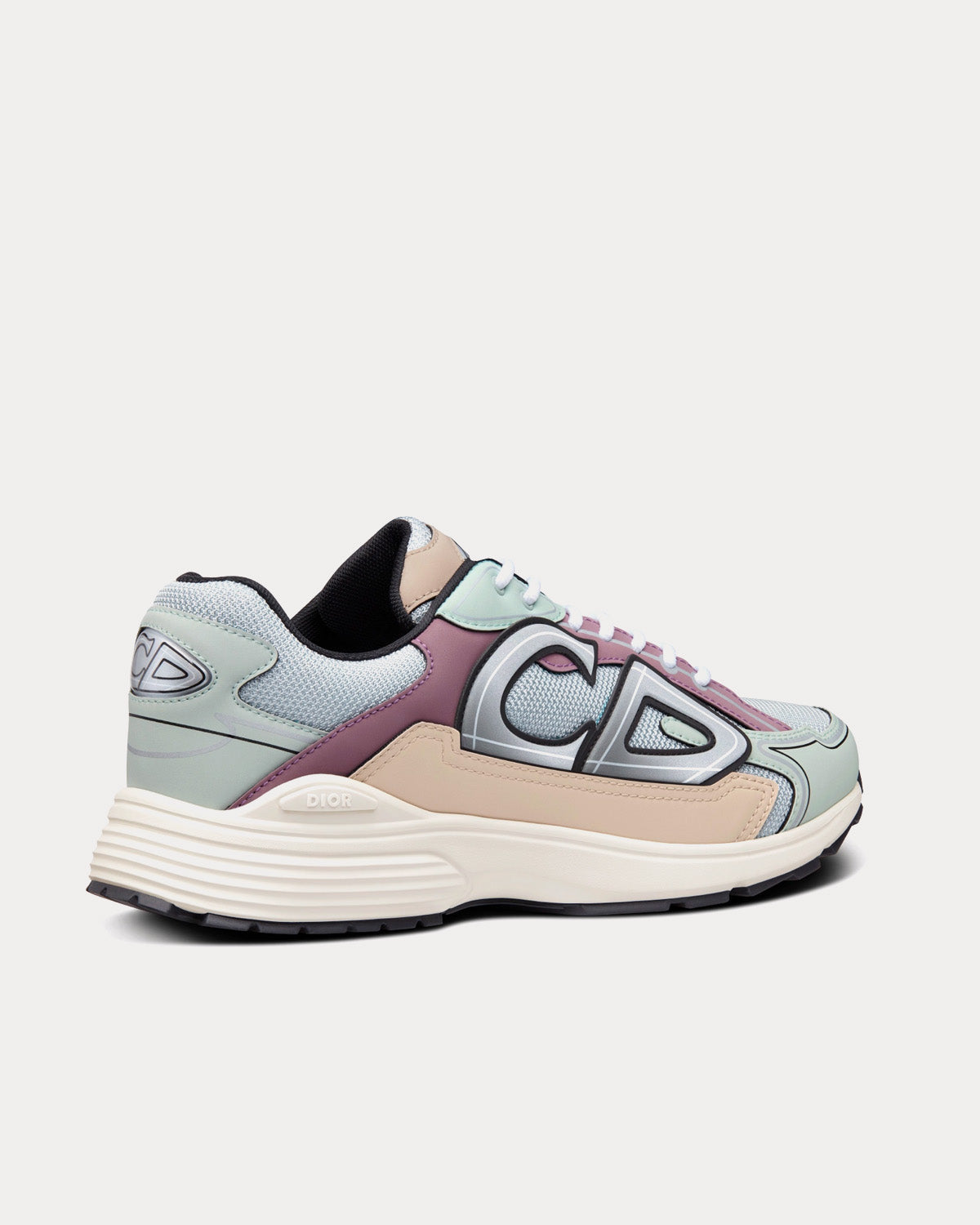 B30 Gray Mesh with Light Green, Beige and Lavender Technical Fabric Low Top Sneakers