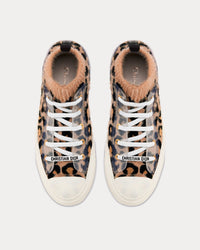 Walk'n'Dior Fur-Effect Knit Printed with Beige Multicolor Mizza Pattern High Top Sneakers