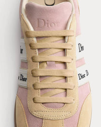 Ribbon Suede Calfskin Pink / Beige Low Top Sneakers