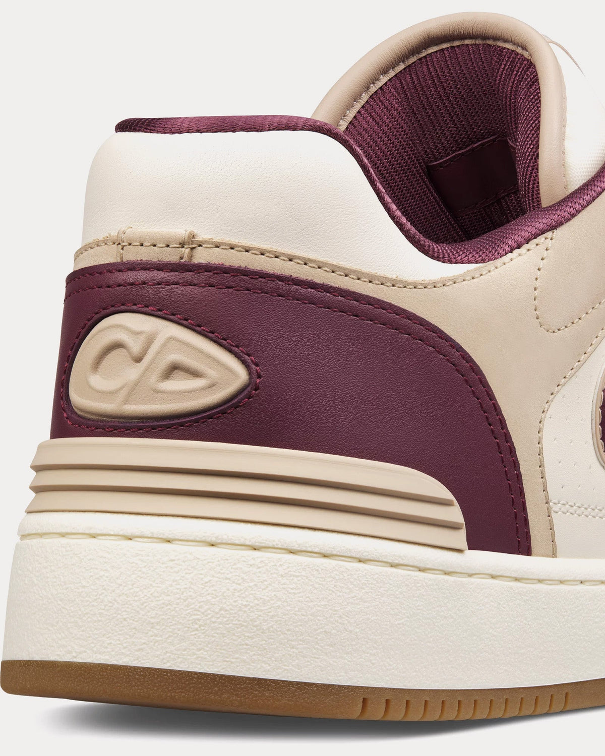 B57 Burgundy and Cream Smooth Calfskin with Beige Suede Low Top Sneakers