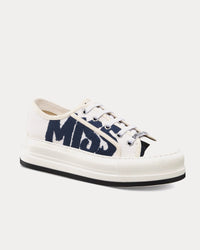 Walk'n'Dior Platform White and Deep Blue Embroidered Cotton Low Top Sneakers