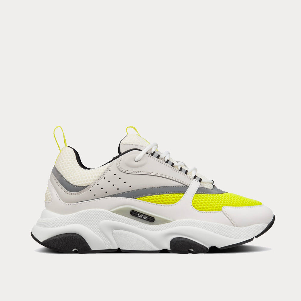 B22 White and Yellow Technical Mesh with Beige and White Smooth Calfskin Low Top Sneakers
