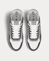 B27 Anthracite Gray and White Smooth Calfskin with Dior Oblique Jacquard with Ruthenium-Tone Metallic Thread Low Top Sneakers