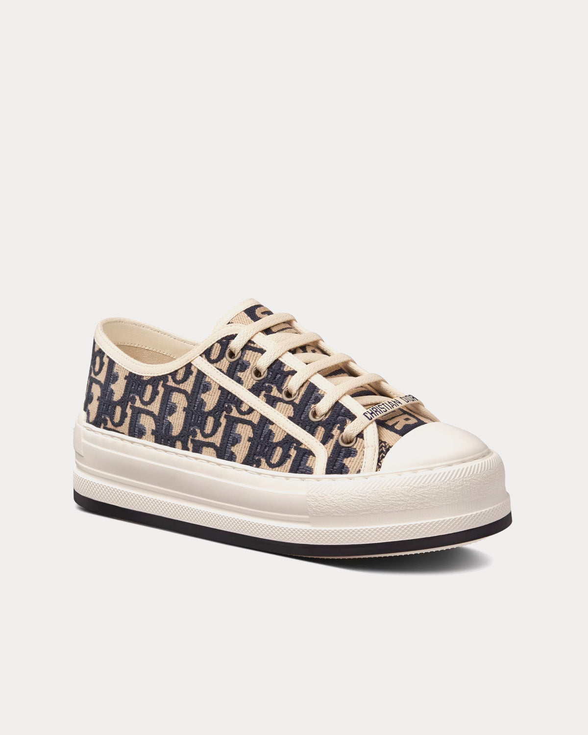 Walk'n'Dior Platform Embroidered Cotton Deep Blue Dior Oblique Low Top Sneakers