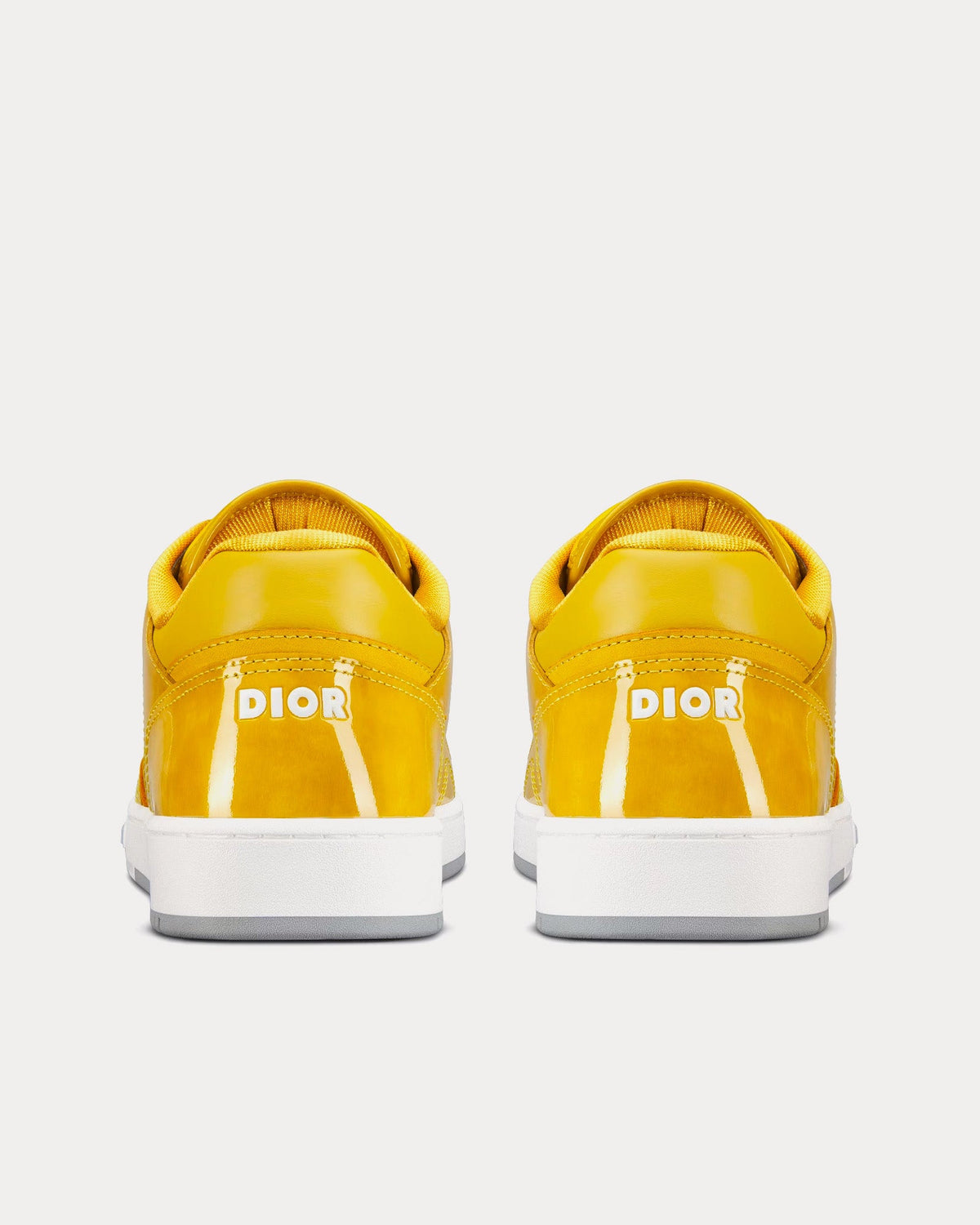 B27 Yellow Patent Calfskin and Dior Oblique Gravity Leather Low Top Sneakers