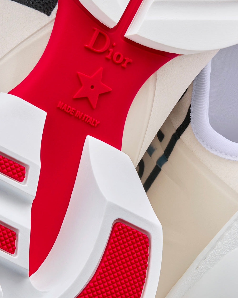 D-Connect White Technical Fabric with Dior Union Print Low Top Sneakers