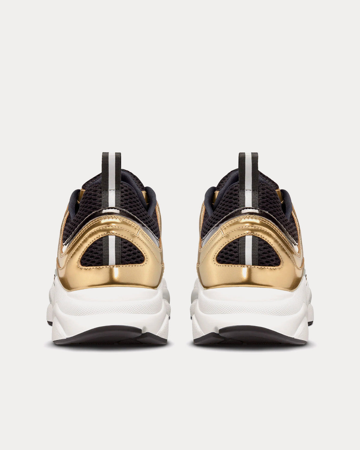 B22 Technical Mesh & Laminated Calfskin Gold-Tone / White / Black Low Top Sneakers