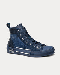 B23 Transparent Canvas with Blue Raised Dior Oblique High Top Sneakers