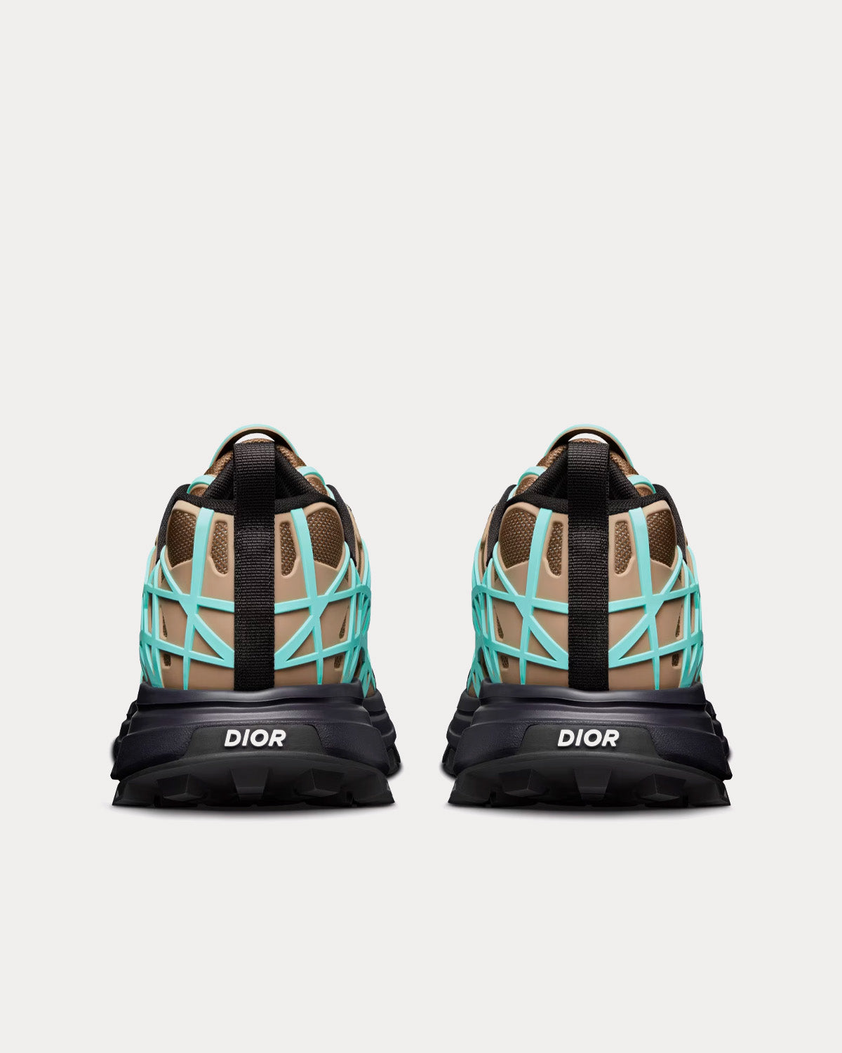 B31 Runner Technical Mesh & Rubber with Warped Cannage Motif Khaki / Turquoise / Black Low Top Sneakers