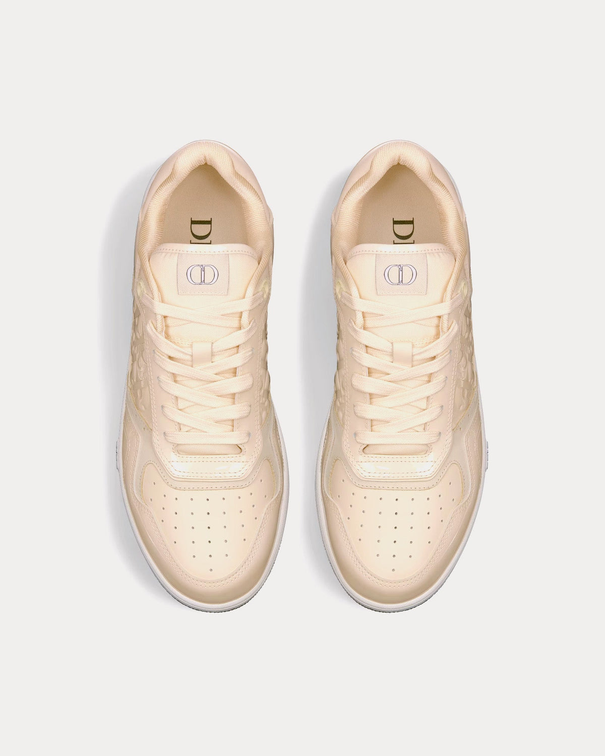 B27 Cream Patent Calfskin and Dior Oblique Gravity Leather Low Top Sneakers