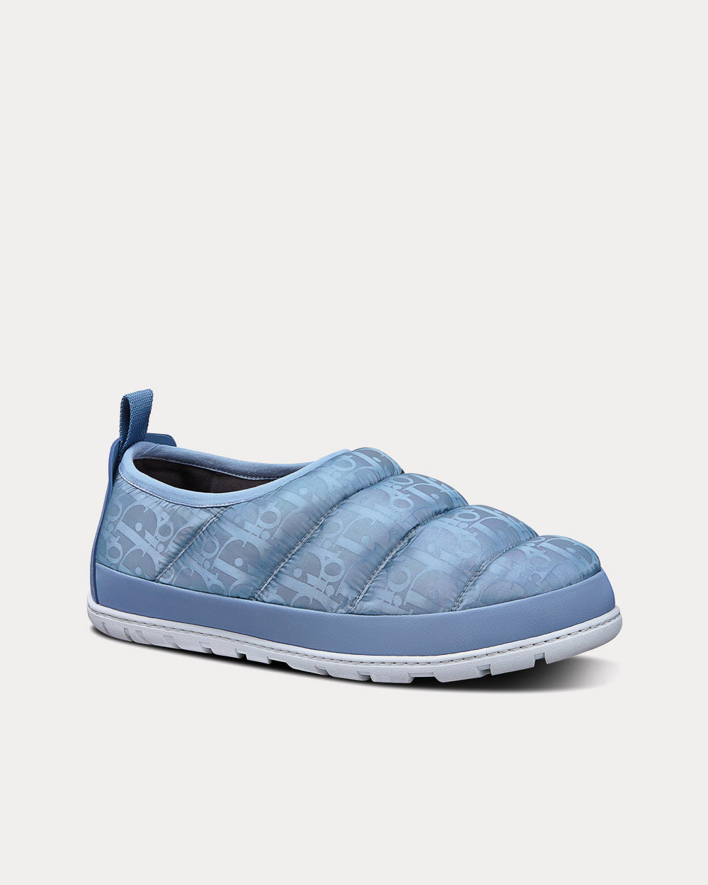 Snow Slipper Quilted Dior Oblique Mirage Technical Fabric Blue Slip Ons