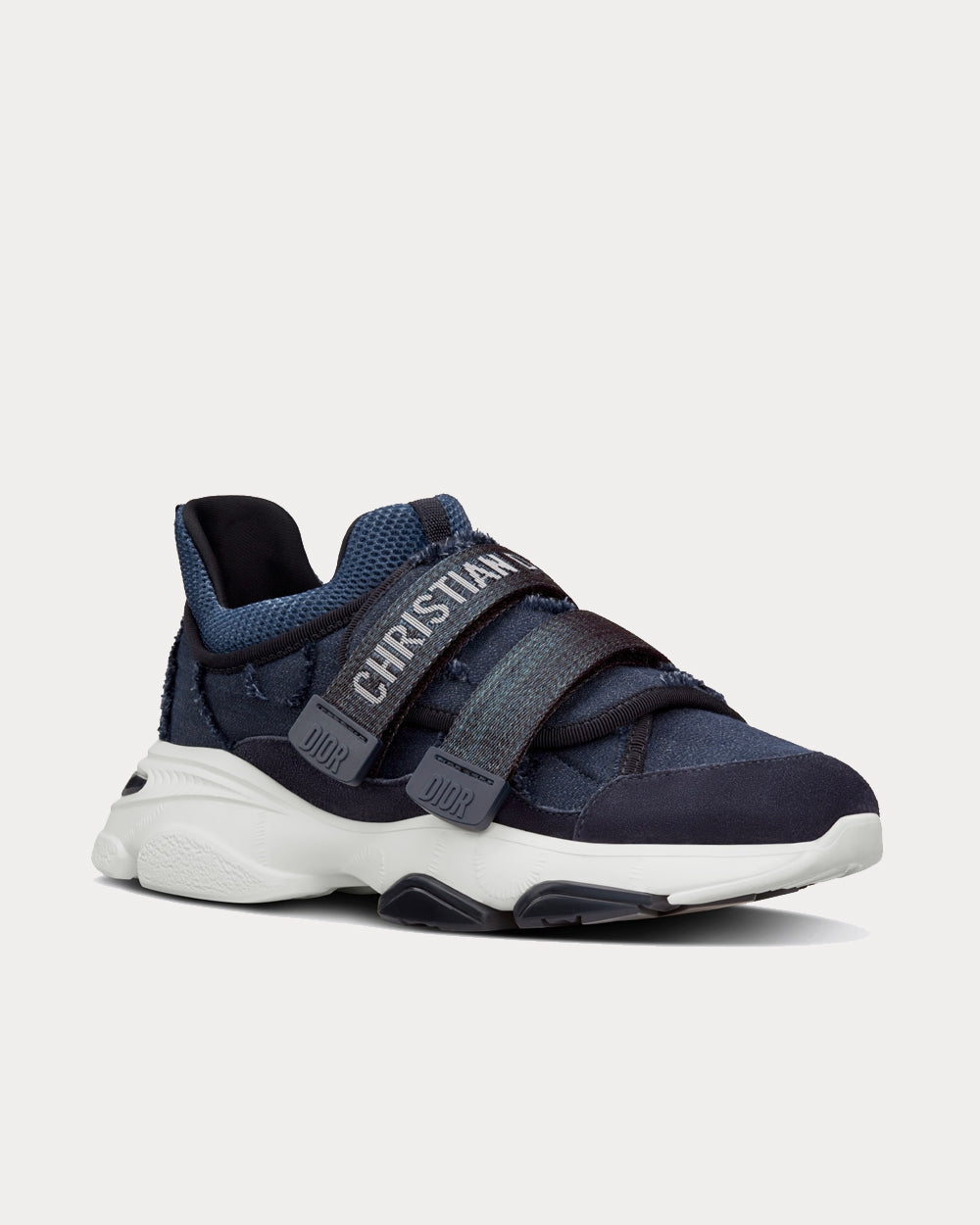 D-Wander Denim Blue Camouflage Technical Fabric Low Top Sneakers
