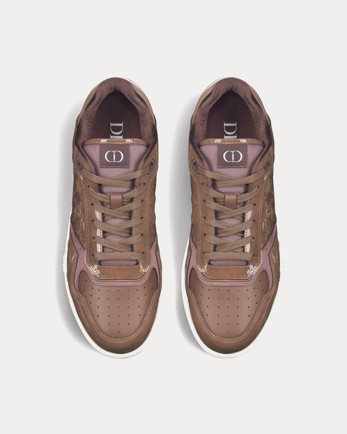 B27 Plum Patent Calfskin and Dior Oblique Gravity Leather Low Top Sneakers