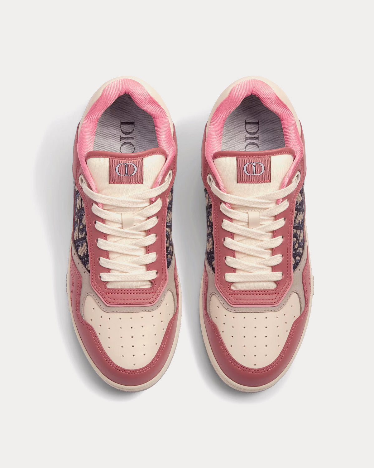 B27 Smooth Calfskin with Dior Oblique Jacquard Pink / Cream Low Top Sneakers