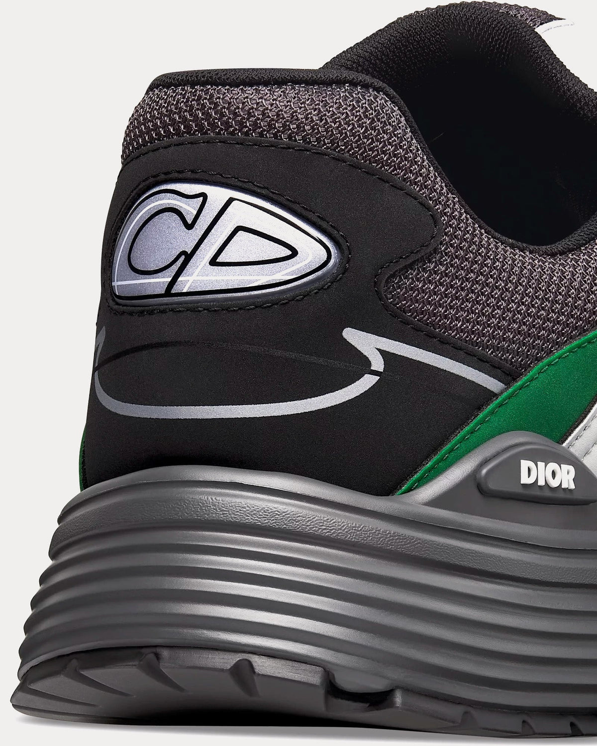 B30 Deep Gray Mesh with Green, Black and Gray Technical Fabric Low Top Sneakers