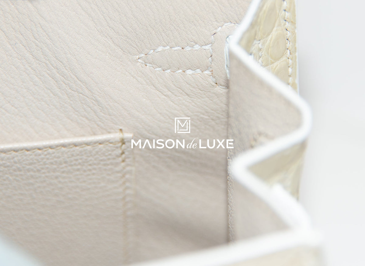 Neige Faubourg Birkin 20 White Matte Alligator Handbag