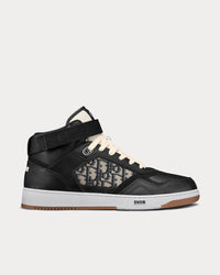 B27 Black Smooth Calfskin with Beige and Black Dior Oblique Jacquard High Top Sneakers