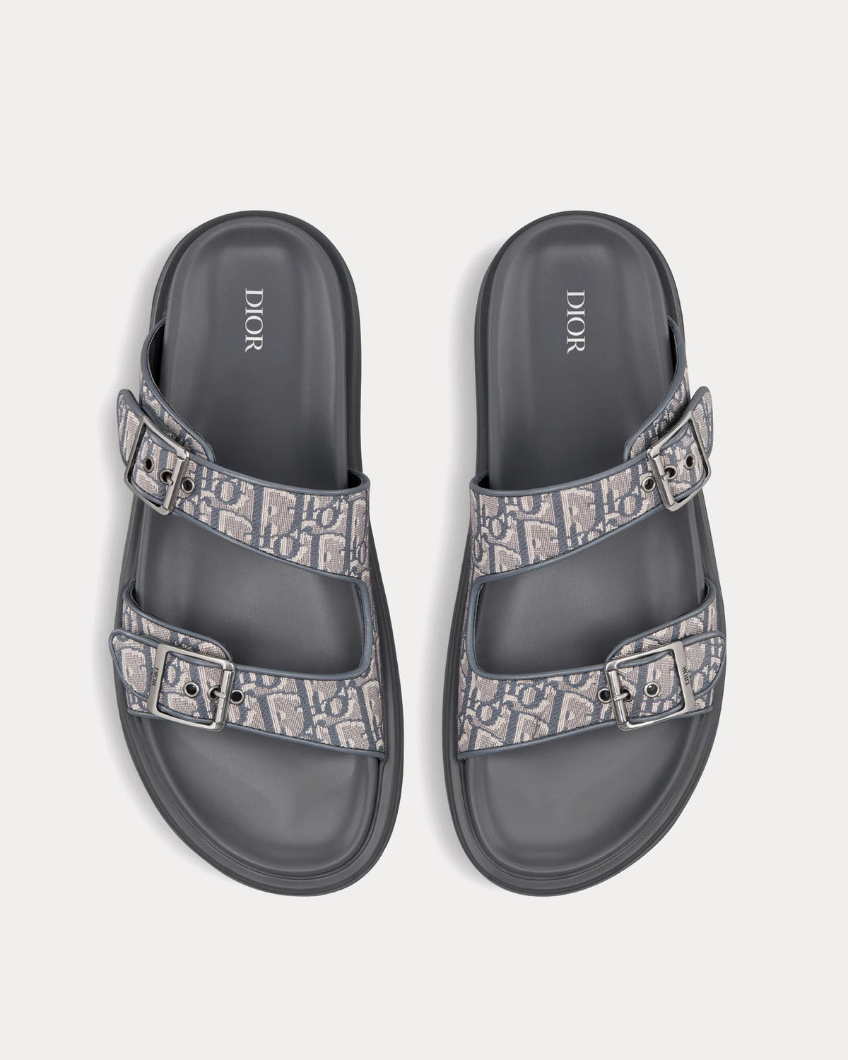 Aqua Dark Grey Dior Oblique Jacquard Sandals