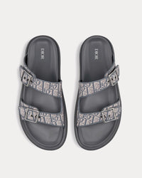 Aqua Dark Grey Dior Oblique Jacquard Sandals