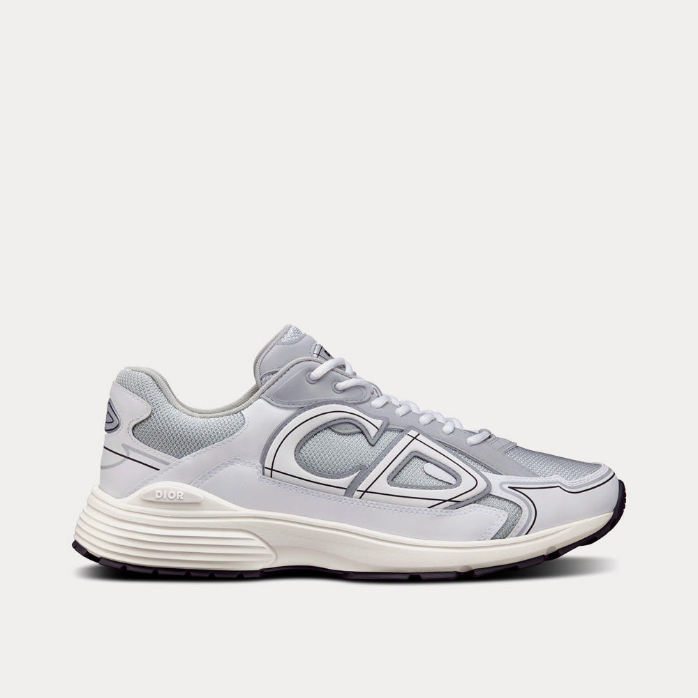 B30 Gray Mesh and White Technical Fabric Low Top Sneakers