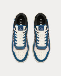 B27 Blue, Cream and Dior Gray Smooth Calfskin with Beige and Black Dior Oblique Jacquard Low Top Sneakers