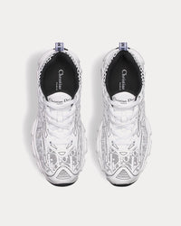 Dior Vibe White Mesh Printed with Dior Oblique Motif and White and Black Leather-Effect Panels Low Top Sneakers