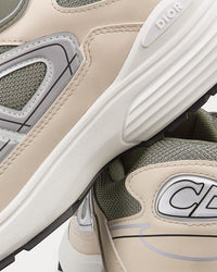 B30 Olive Mesh and Cream Technical Fabric Low Top Sneakers