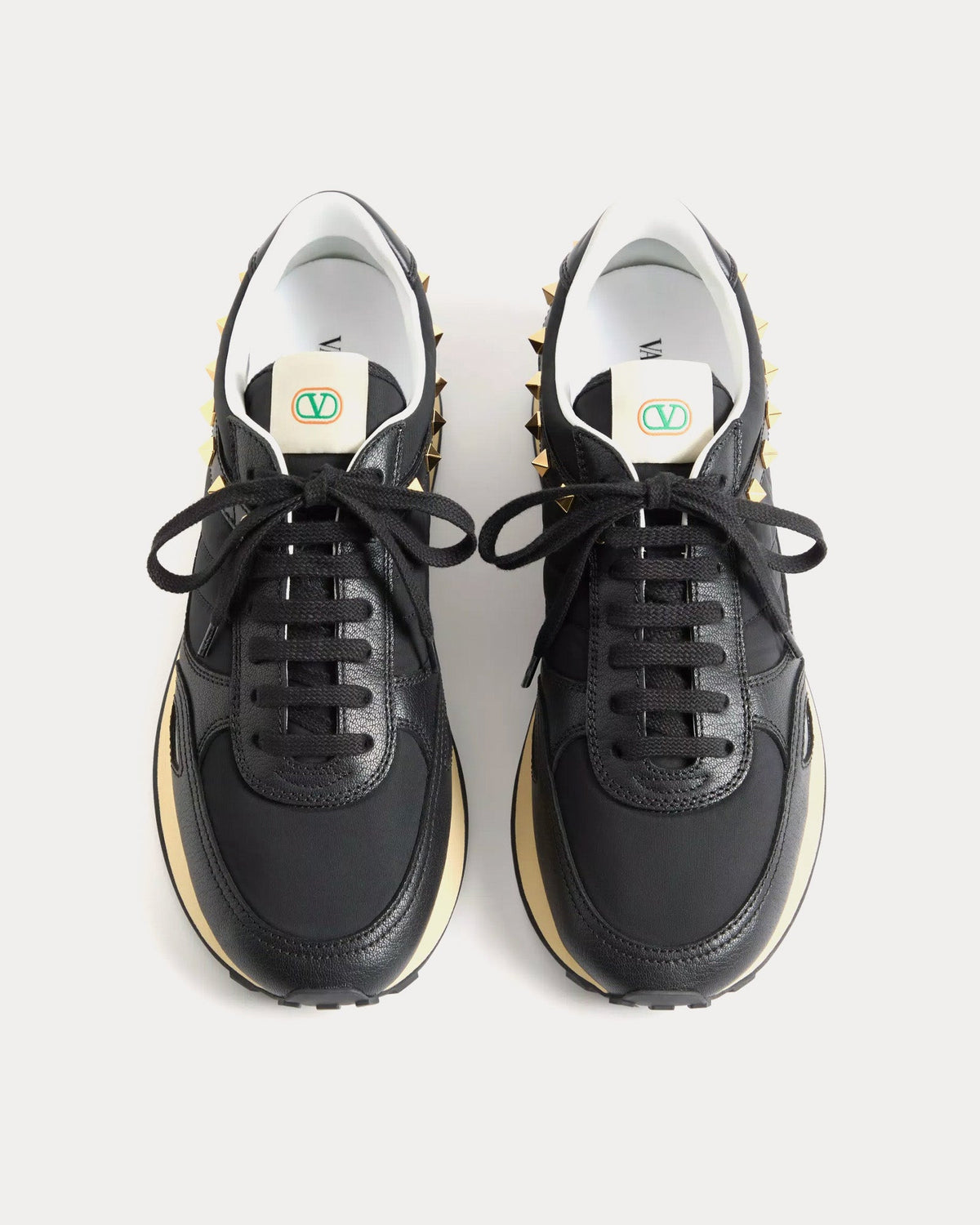 Stud Up Leather & Nylon Black Low Top Sneakers