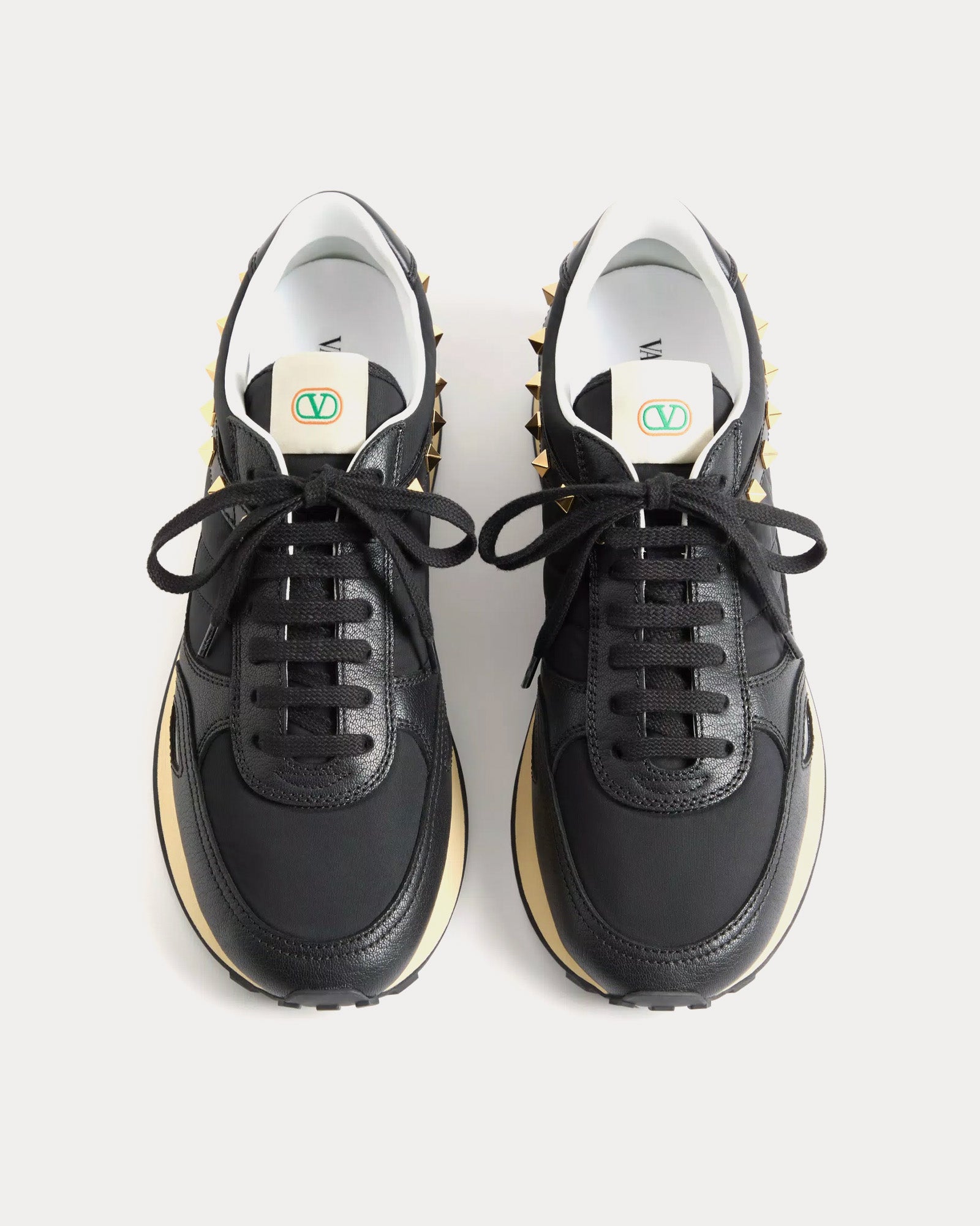 Stud Up Leather & Nylon Black Low Top Sneakers
