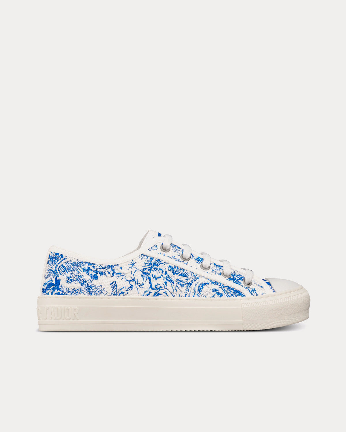 Walk'n'Dior Bright Blue Toile de Jouy Embroidered Cotton Low Top Sneakers