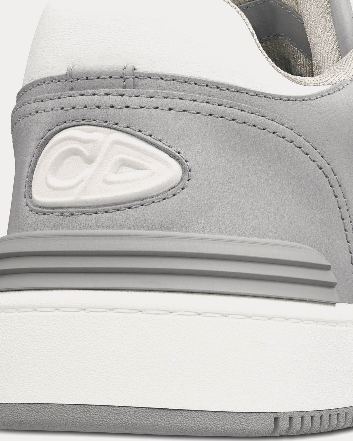 B57 Dior Gray and White Smooth Calfskin with Beige and Black Dior Oblique Jacquard Low Top Sneakers