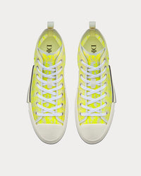 B23 White and Yellow Dior Oblique Canvas High Top Sneakers