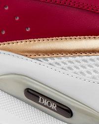 B22 White and Black Technical Mesh with Burgundy, White and Gold-Tone Calfskin Low Top Sneakers