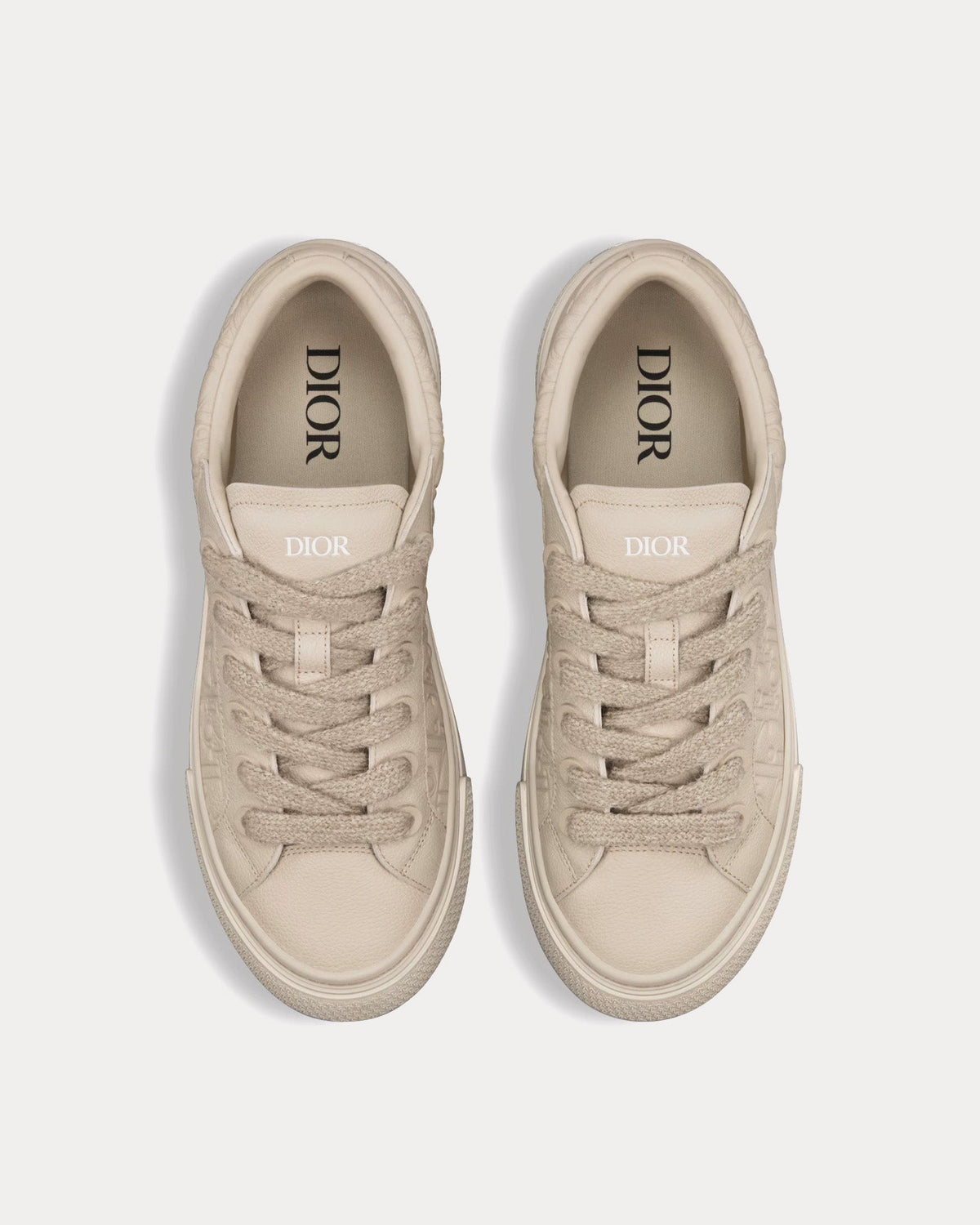 B33 Beige Grained Calfskin and Beige Dior Gravity Leather Low Top Sneakers