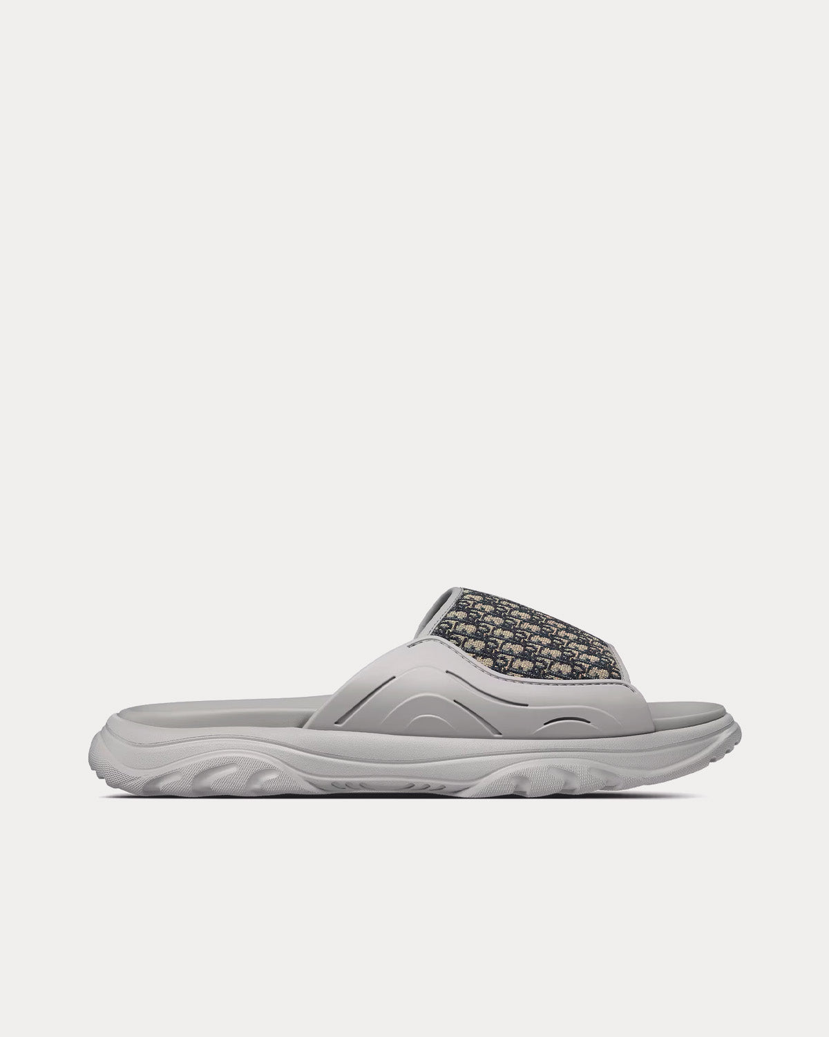H-Town Gray Rubber with Beige and Black Dior Oblique Jacquard Slides