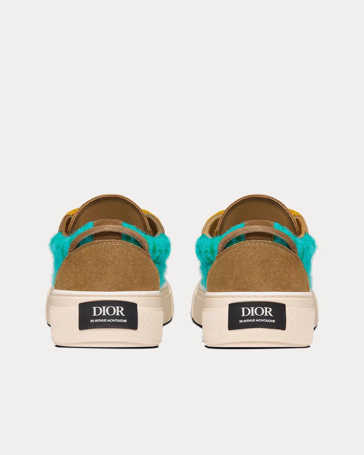 B33 Limited Edition Turquoise Dior Oblique Mohair and Brown Suede Low Top Sneakers