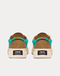 B33 Limited Edition Turquoise Dior Oblique Mohair and Brown Suede Low Top Sneakers