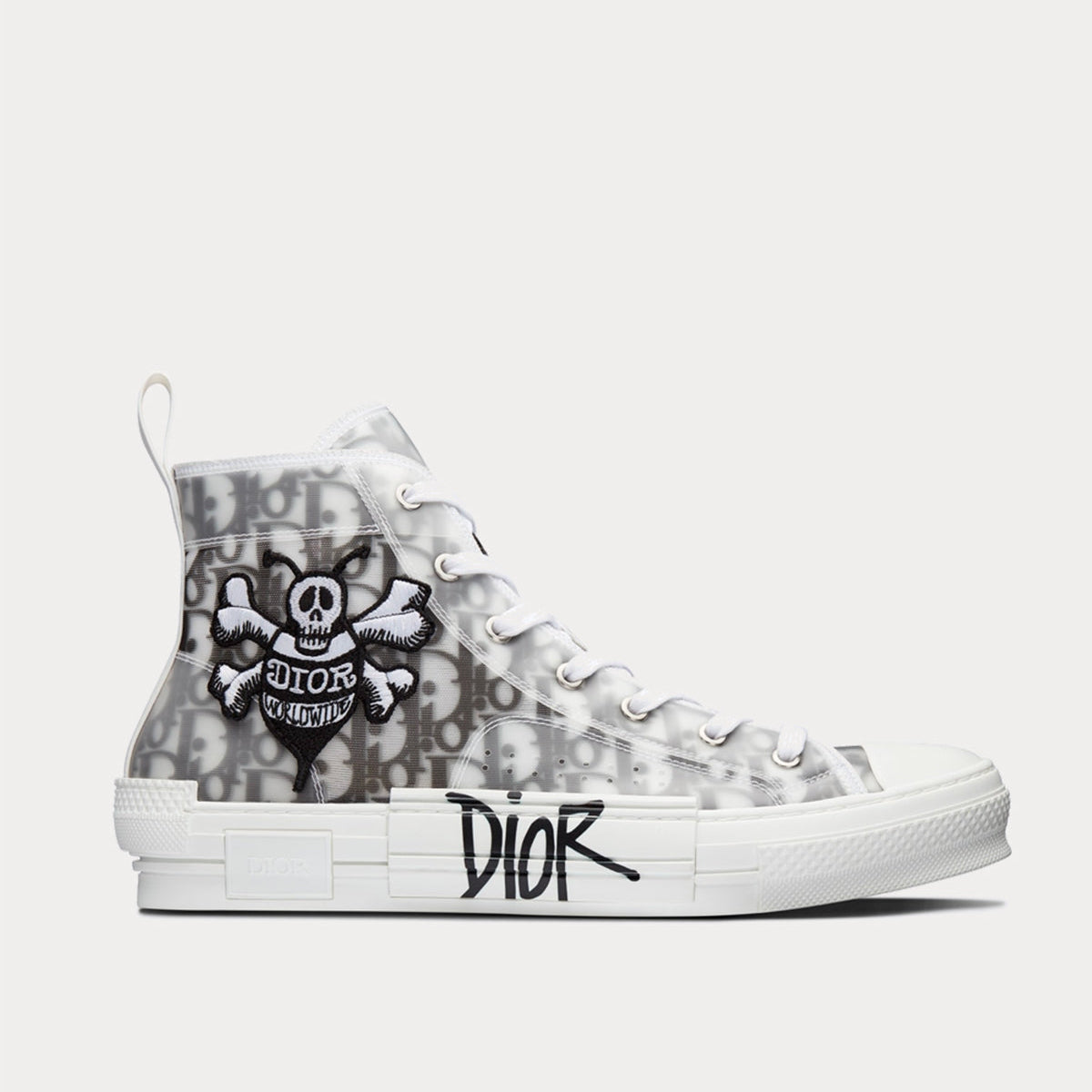 B23 Oblique Canvas Bee Embroidery Patch Black & White High Top Sneakers