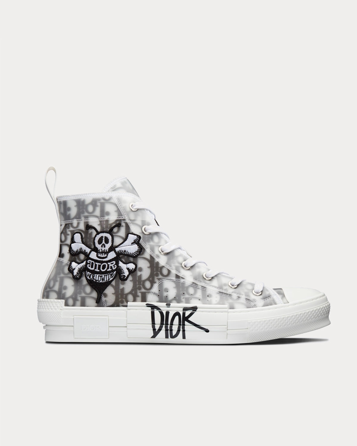 B23 Oblique Canvas Bee Embroidery Patch Black & White High Top Sneakers
