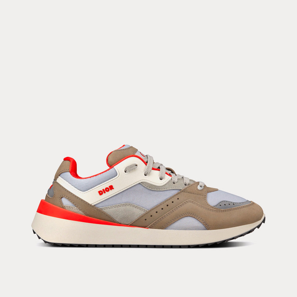 B29 Gray Technical Mesh and Suede with Brown Smooth Calfskin Low Top Sneakers
