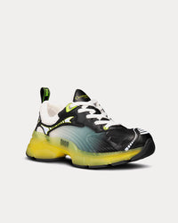 Vibe White Mesh and Black Calfskin with Fluorescent Yellow Rubber Low Top Sneakers