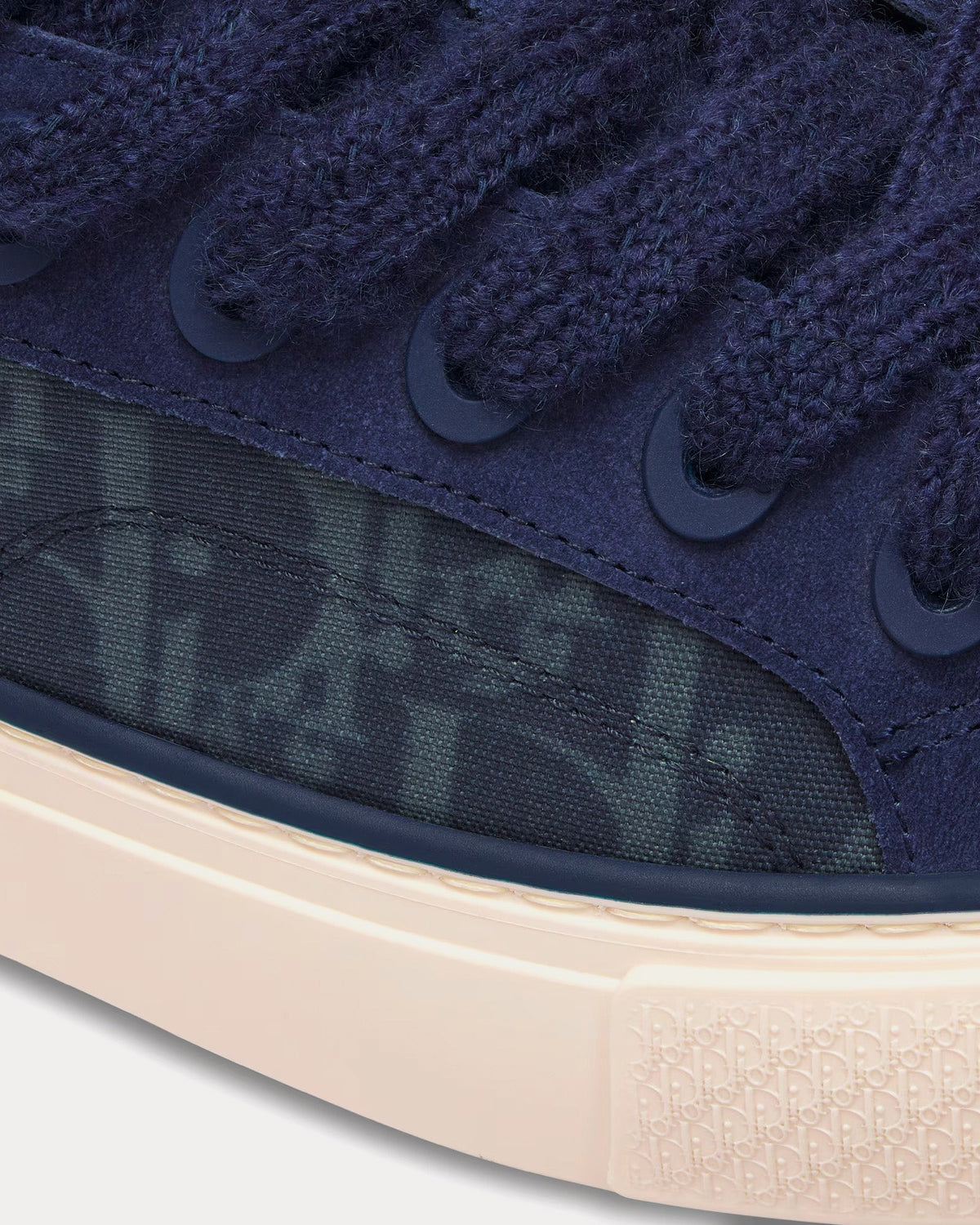 Dior Tears B33 Blue Dior Oblique Denim and Peace Sign Dior Tears and Navy Blue Suede Low Top Sneakers