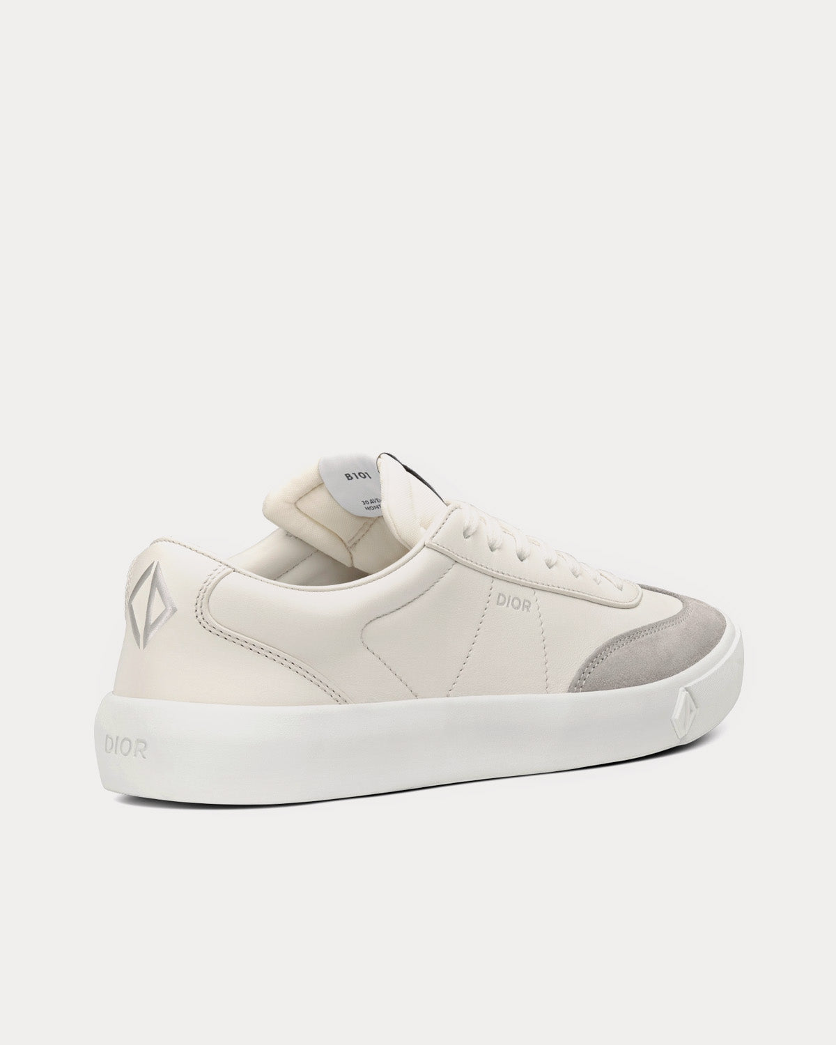 B101 Cream Smooth Calfskin and Greige Nubuck Low Top Sneakers