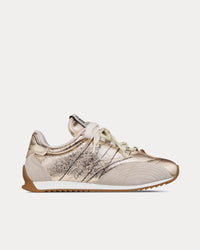 D-Sketch Crinkled Lambskin & Laminated Calfskin Gold-Tone Low Top Sneakers