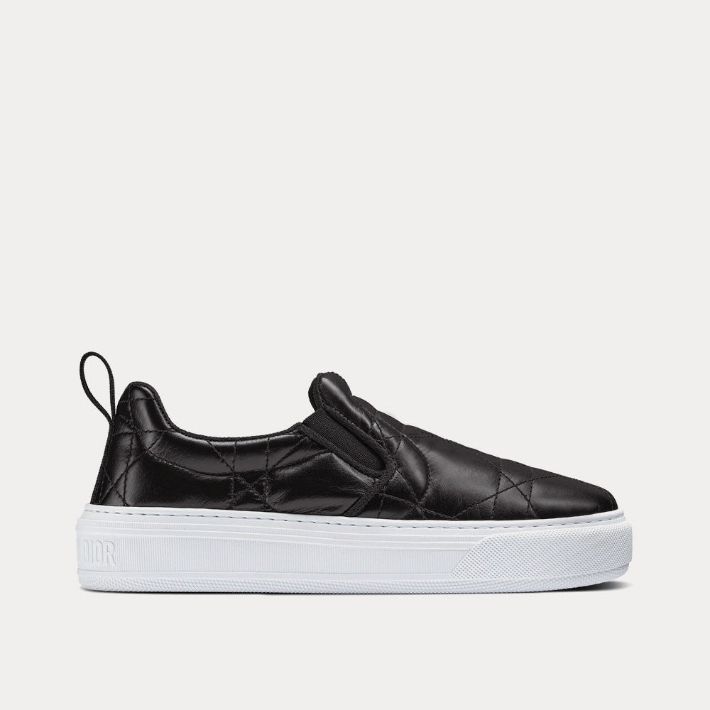 Solar Black Quilted Cannage Calfskin Slip On Sneakers