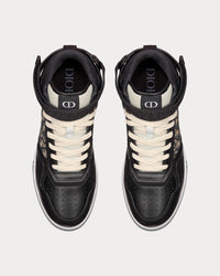 B27 Black Smooth Calfskin with Beige and Black Dior Oblique Jacquard High Top Sneakers