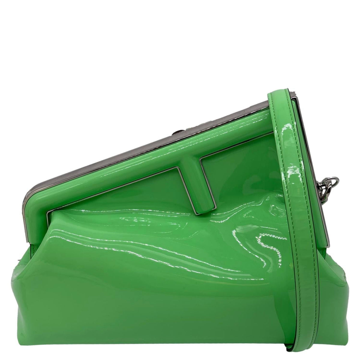 Fendi First green patent leather clutch crossbody bag