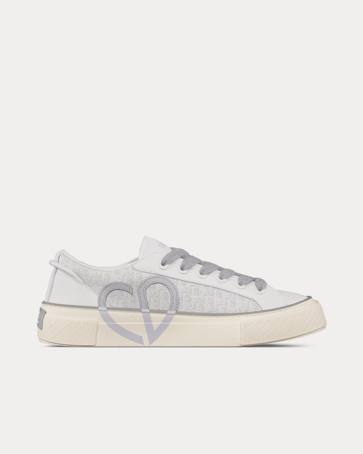B33 Gray Smooth Calfskin and Gray Dior Oblique Jacquard Leather Low Top Sneakers